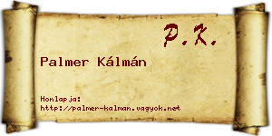 Palmer Kálmán névjegykártya